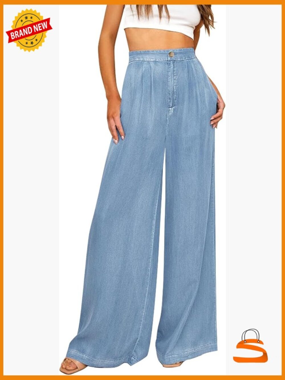 High Waisted Wide Leg Jeans Palazzo Pants Flowy Trousers Y2K